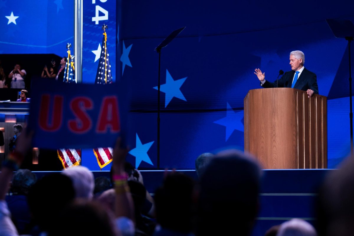 Former President Bill Clinton speaks to attendees at the Democratic National Convention on August 21. The night wrapped up with Minnesota Governor Tim Walz accepting the vice presidential nomination.