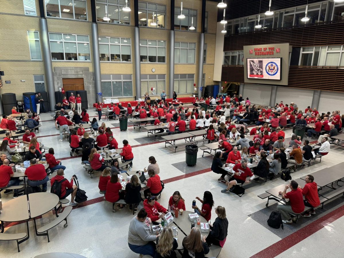 Naperville Central staff attended a breakfast celebration for Central's blue ribbon on Oct. 2. (Photo Credit: Jackie Thornton via X)